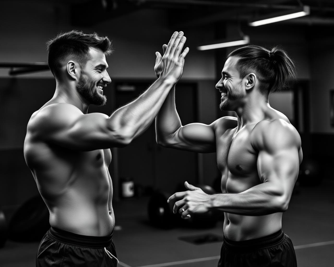 Two members high-fiving after a workout